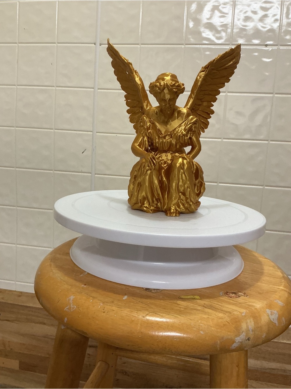 Gold Angel Sculpture Decorative Accent - Home Art Sculpture